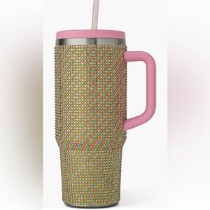 Hydragear SUPER Glam Rhinestone Bedazzled Pink Stainless Steel Tumbler Straw